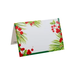 Caspari Place Cards|Evergreen & Berries White Place Cards - 8 count