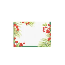 Caspari Place Cards|Evergreen & Berries White Place Cards - 8 count