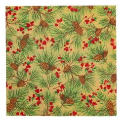 Caspari Paper Luncheon Napkins|Evergreen And Berries Gold Luncheon Napkins - includes 20 Luncheon Napkins