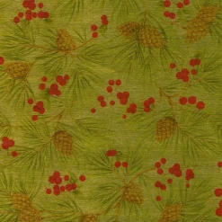 Caspari Christmas Wrapping Paper|Evergreen And Berries Gold Foil Roll Wrap - includes 1 Roll