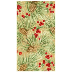 Caspari Paper Guest Towels|Evergreen And Berries Gold Guest Towels - includes 15 Guest Towels