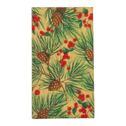 Caspari Paper Guest Towels|Evergreen And Berries Gold Guest Towels - includes 15 Guest Towels