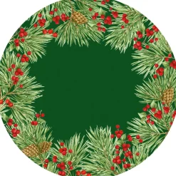 Caspari Christmas Placemats & Coasters|Evergreen And Berries Paper Placemats - includes 12 Paper Placemats