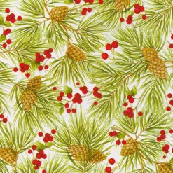 Caspari Christmas Wrapping Paper|Evergreen And Berries White Roll Wrap - includes 1 Roll