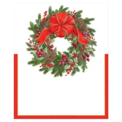 Caspari Place Cards|Evergreen Wreath Place Cards Die Cut Package 8 In