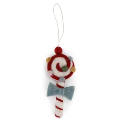 Gry & Sif Ornaments|Felt Candy Ornament with Blue Bow - Set of Three