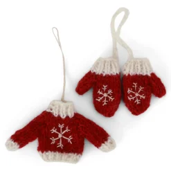 Gry & Sif Ornaments|Felt Ornament Set - Ice Skates, Sweater & Mittens