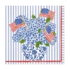 Caspari Fourth Of July|Memorial Day|Flags and Hydrangeas Paper Luncheon Napkins - 20 Per Package