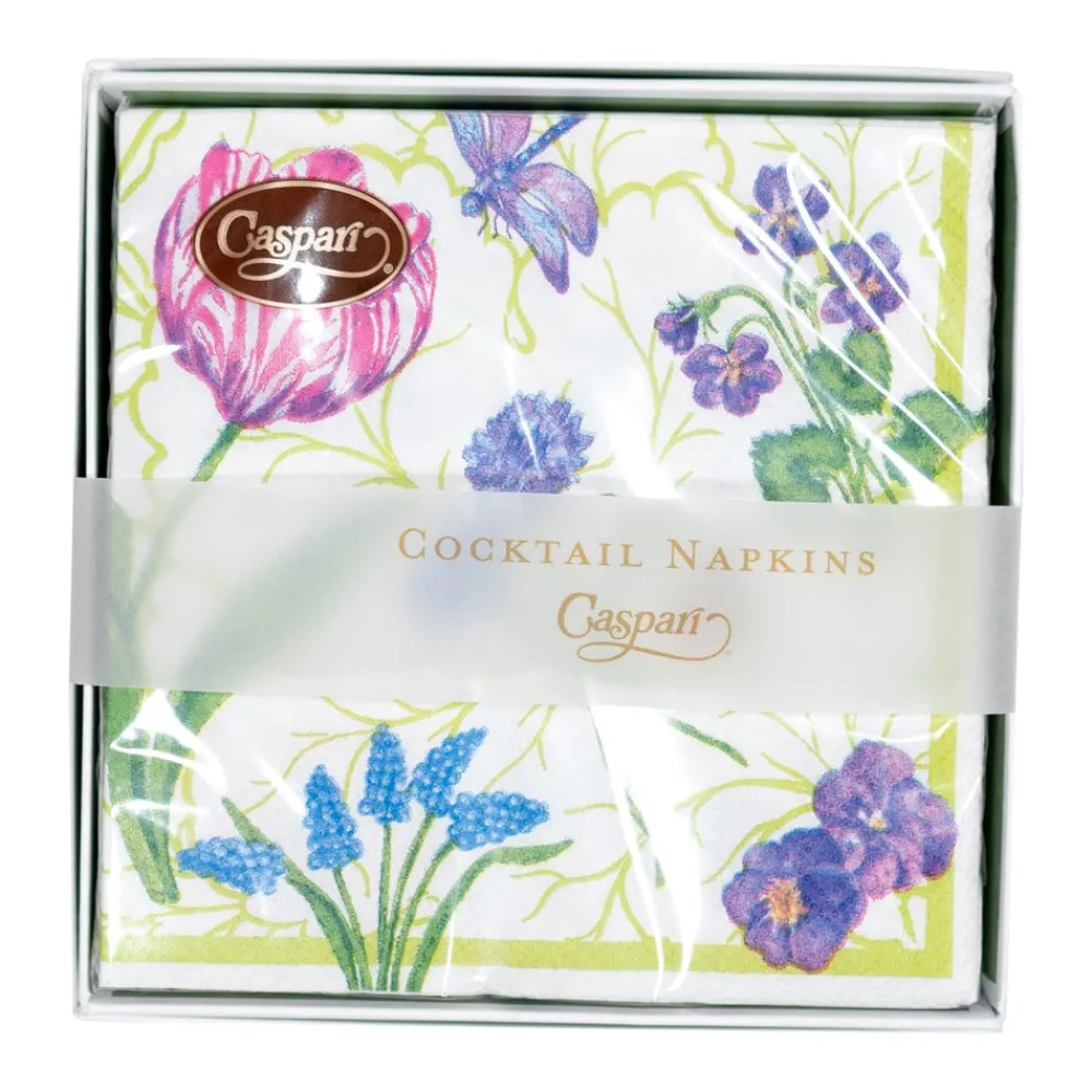 Caspari Boxed Cocktail Napkins|Floral Majolica Boxed Cocktail Napkins - 40 Per Box