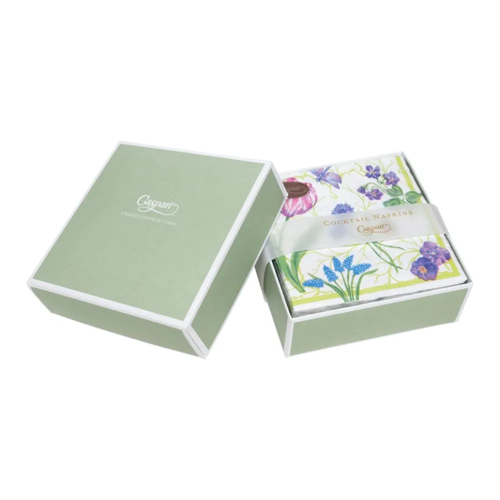 Caspari Boxed Cocktail Napkins|Floral Majolica Boxed Cocktail Napkins - 40 Per Box