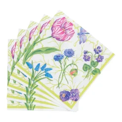 Caspari Paper Cocktail Napkins|Floral Majolica Cocktail Napkins - 20 Per Package
