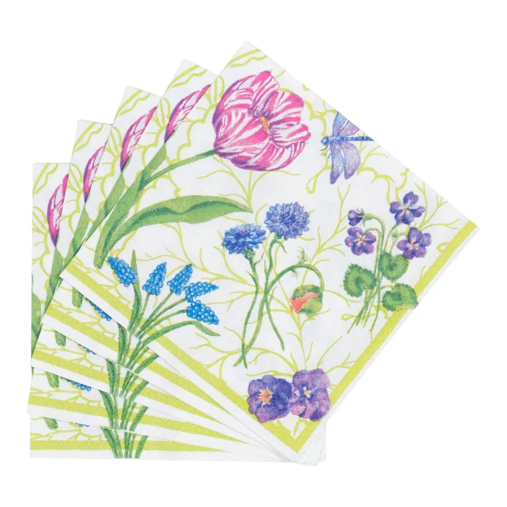 Caspari Paper Cocktail Napkins|Floral Majolica Cocktail Napkins - 20 Per Package