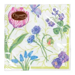 Caspari Paper Cocktail Napkins|Floral Majolica Cocktail Napkins - 20 Per Package