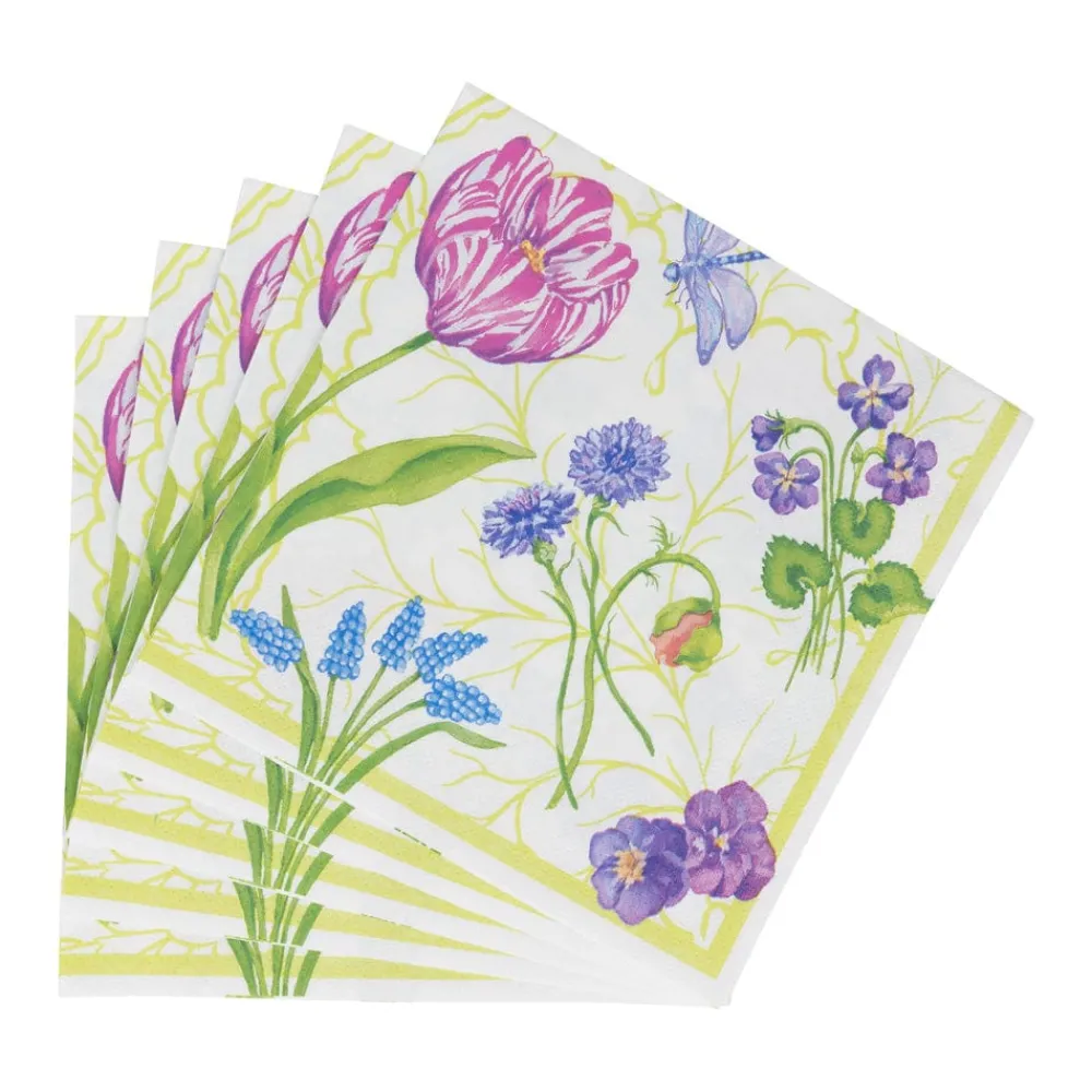 Caspari Paper Luncheon Napkins|Floral Majolica Luncheon Napkins - 20 Per Package