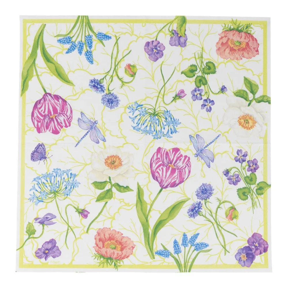 Caspari Paper Luncheon Napkins|Floral Majolica Luncheon Napkins - 20 Per Package