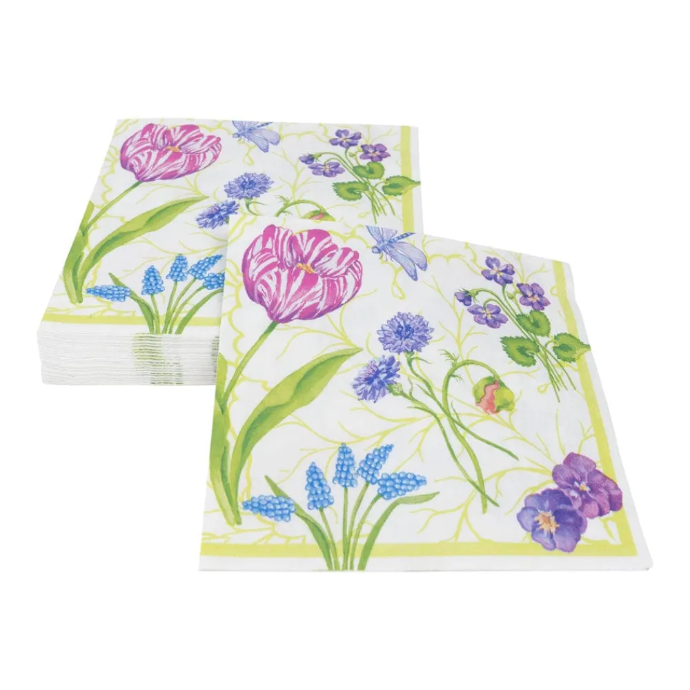 Caspari Paper Luncheon Napkins|Floral Majolica Luncheon Napkins - 20 Per Package