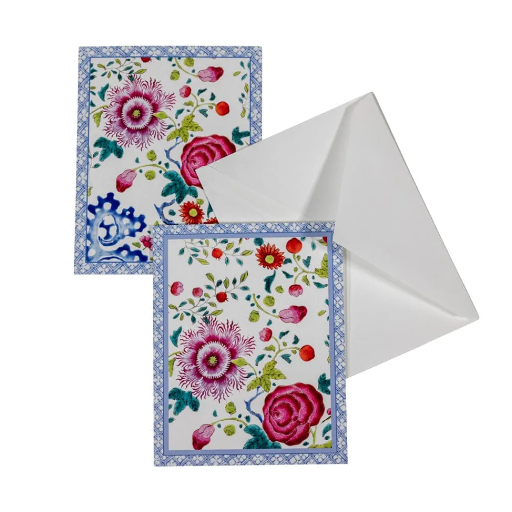 Caspari Note Cards|Floral Porcelain Assorted Boxed Note Cards - 10 Note Cards & 10 Envelopes