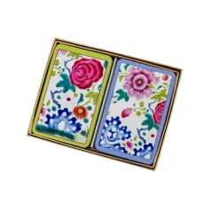 Caspari Playing Cards|Bridge|Floral Porcelain Playing Cards - 2 Decks Included