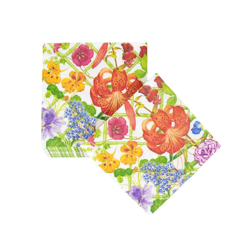 Caspari Paper Cocktail Napkins|Floral Trellis Cocktail Napkins - 20 Per Package