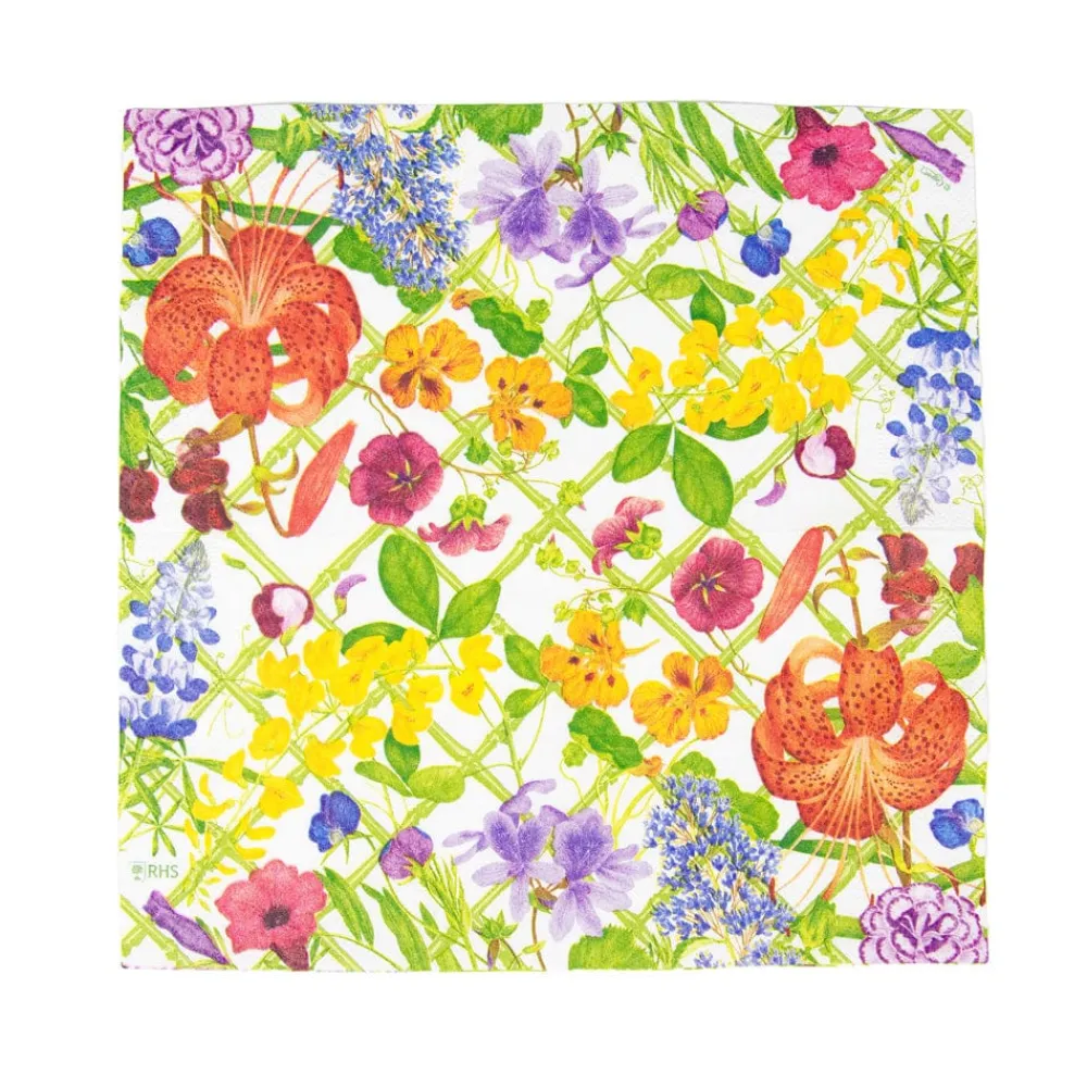 Caspari Paper Cocktail Napkins|Floral Trellis Cocktail Napkins - 20 Per Package