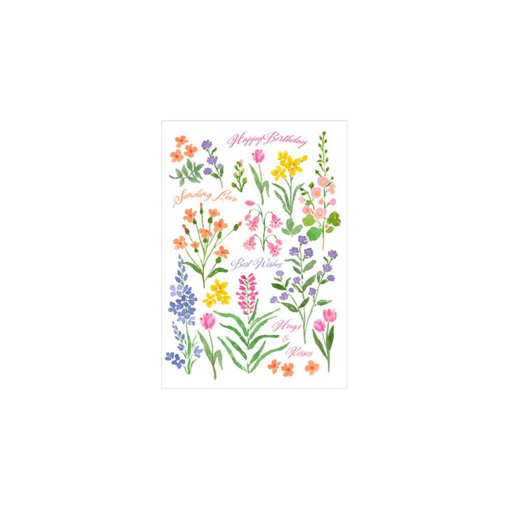Caspari Greeting Cards|Floral Whimsy Birthday - Set Of Six Greeting Cards And Envelopes