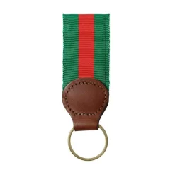 Barrons-Hunter Father'S Day|Forest green & Red Key Ring with Leather Trim