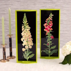 Caspari Lacquerware|Bar Trays|Foxglove Lacquer Bar Tray in Yellow & Black - 1 Each