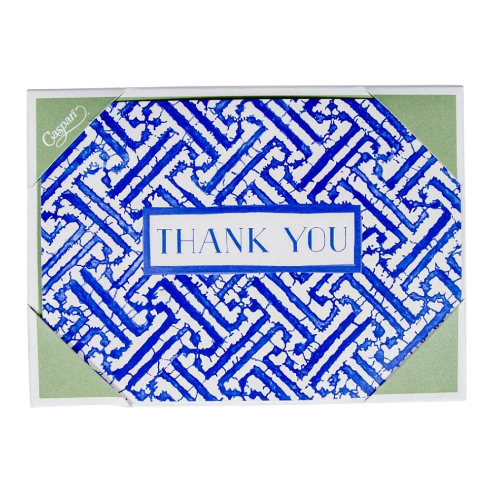 Caspari Thank You Notes|Fretwork Blue Thank You Notes - 8 Note Cards And Envelopes