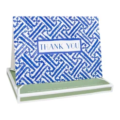 Caspari Thank You Notes|Fretwork Blue Thank You Notes - 8 Note Cards And Envelopes