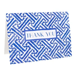 Caspari Thank You Notes|Fretwork Blue Thank You Notes - 8 Note Cards And Envelopes