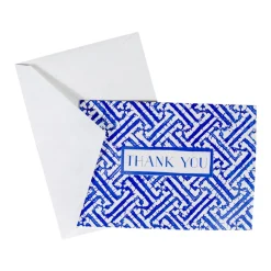 Caspari Thank You Notes|Fretwork Blue Thank You Notes - 8 Note Cards And Envelopes