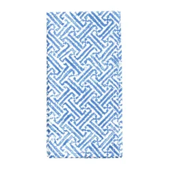 Caspari Kitchen Essentials|Cloth & Linen Napkins|Fretwork Cotton Dinner Napkins in Blue & White - Set of 4