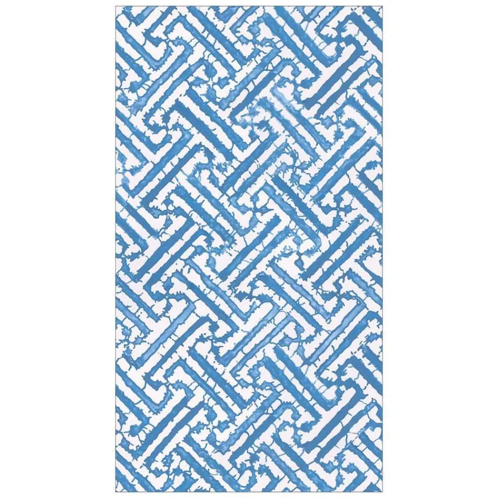 Caspari Graduation Celebration|Paper Guest Towels|Fretwork Paper Guest Towel Napkins in Blue - 15 Per Package
