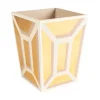 Caspari Lacquerware|Lacquer Trays And Accessories|Garden Gate Lacquer Wastebasket in White & Gold - 1 Each