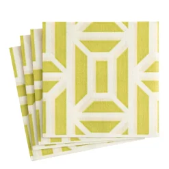 Caspari Paper Luncheon Napkins|Garden Gate Paper Linen Luncheon Napkins in Grass - 15 Per Package