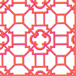 Caspari Cloth & Linen Napkins|Garden Trellis Fabric Cotton Napkins in Fuchsia & Orange- Set of 4