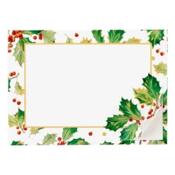 Caspari Christmas Gift Tags & Labels|Gift Tags & Enclosure Cards|Gilded Holly Self-Adhesive Labels - 12 Per Package