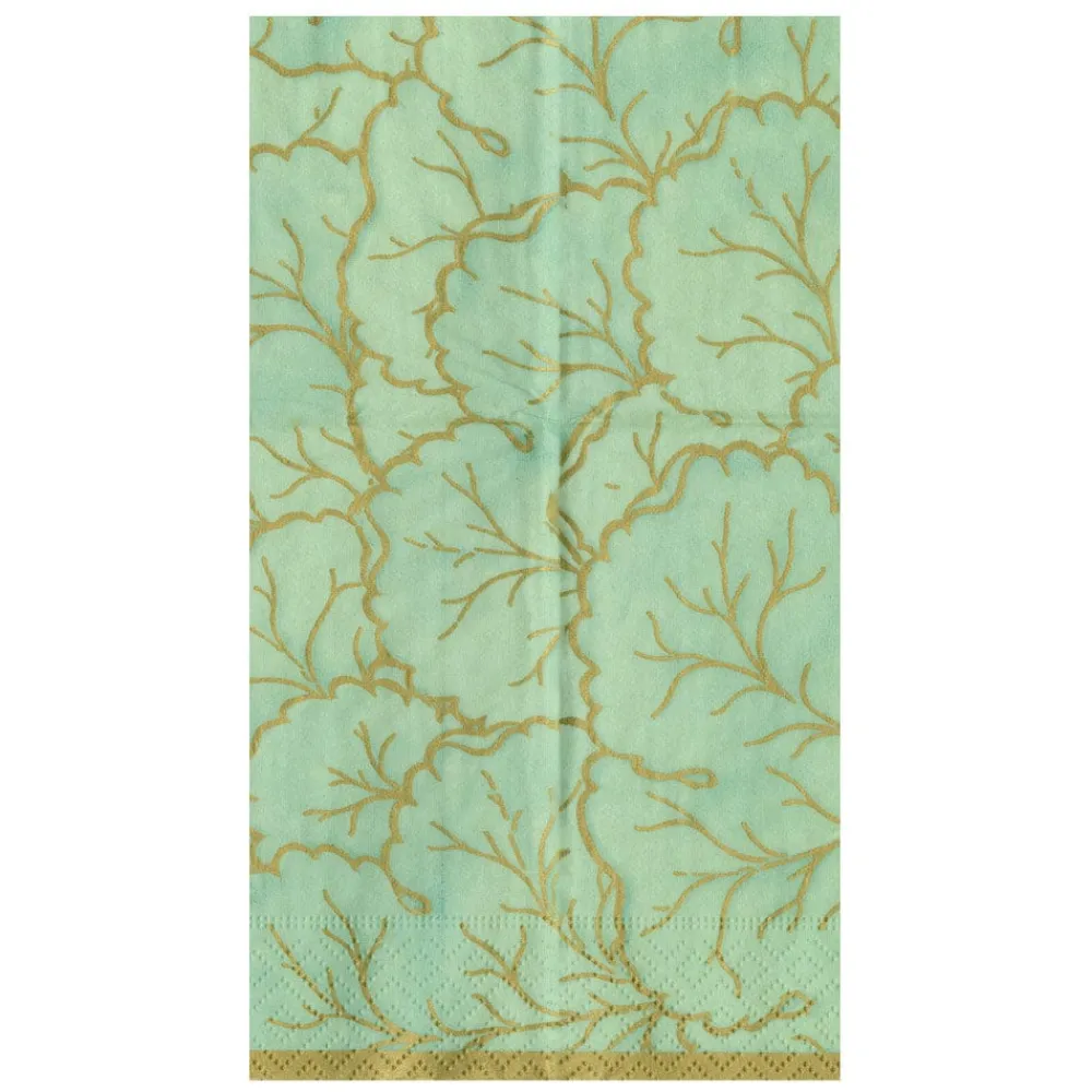 Caspari Paper Guest Towels|Gilded Majolica Celadon Guest Towels - includes 15 Guest Towels