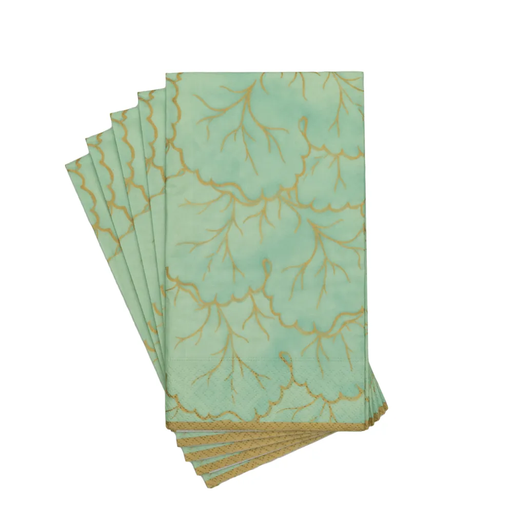 Caspari Paper Guest Towels|Gilded Majolica Celadon Guest Towels - includes 15 Guest Towels