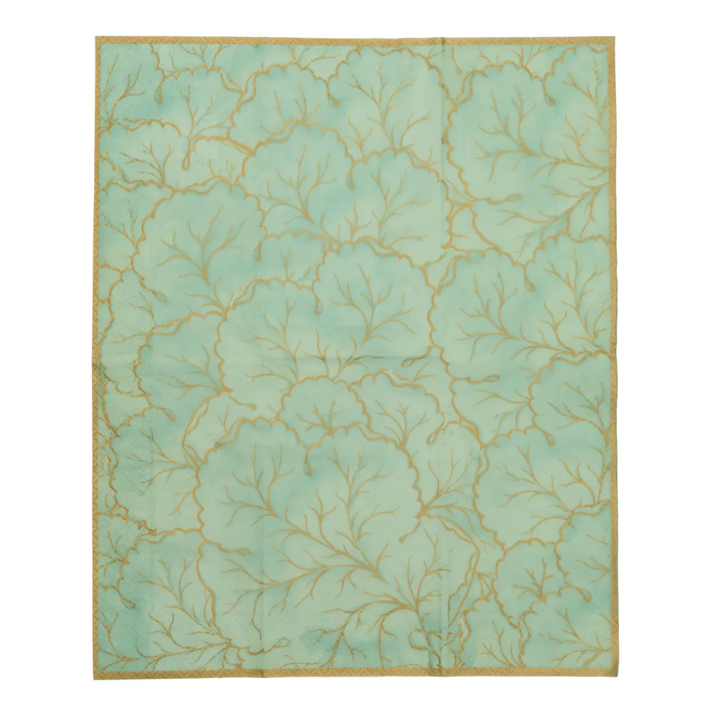 Caspari Paper Guest Towels|Gilded Majolica Celadon Guest Towels - includes 15 Guest Towels