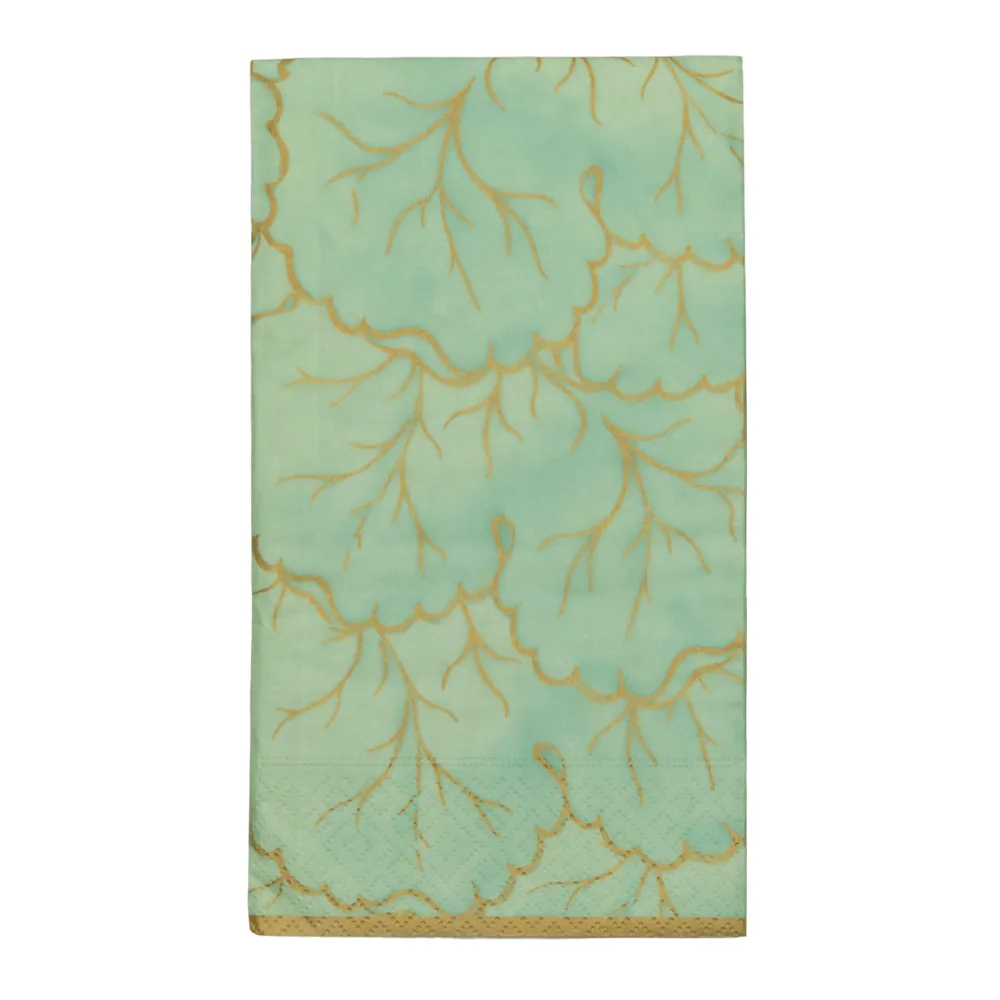 Caspari Paper Guest Towels|Gilded Majolica Celadon Guest Towels - includes 15 Guest Towels