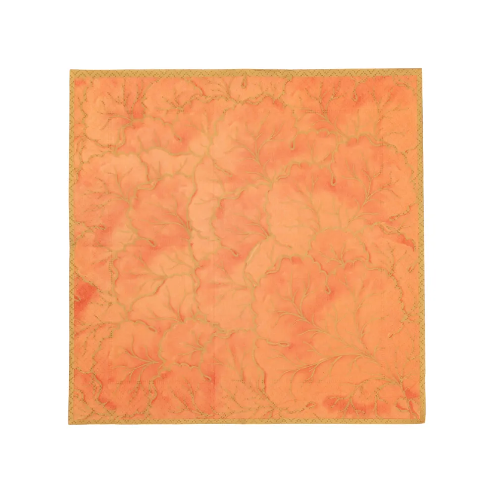 Caspari Paper Cocktail Napkins|Gilded Majolica Coral Cocktail Napkins - includes 20 Cocktail Napkins