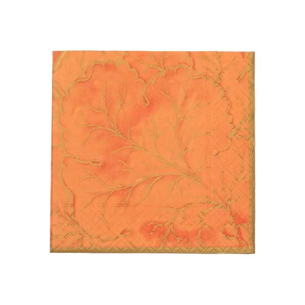 Caspari Paper Cocktail Napkins|Gilded Majolica Coral Cocktail Napkins - includes 20 Cocktail Napkins