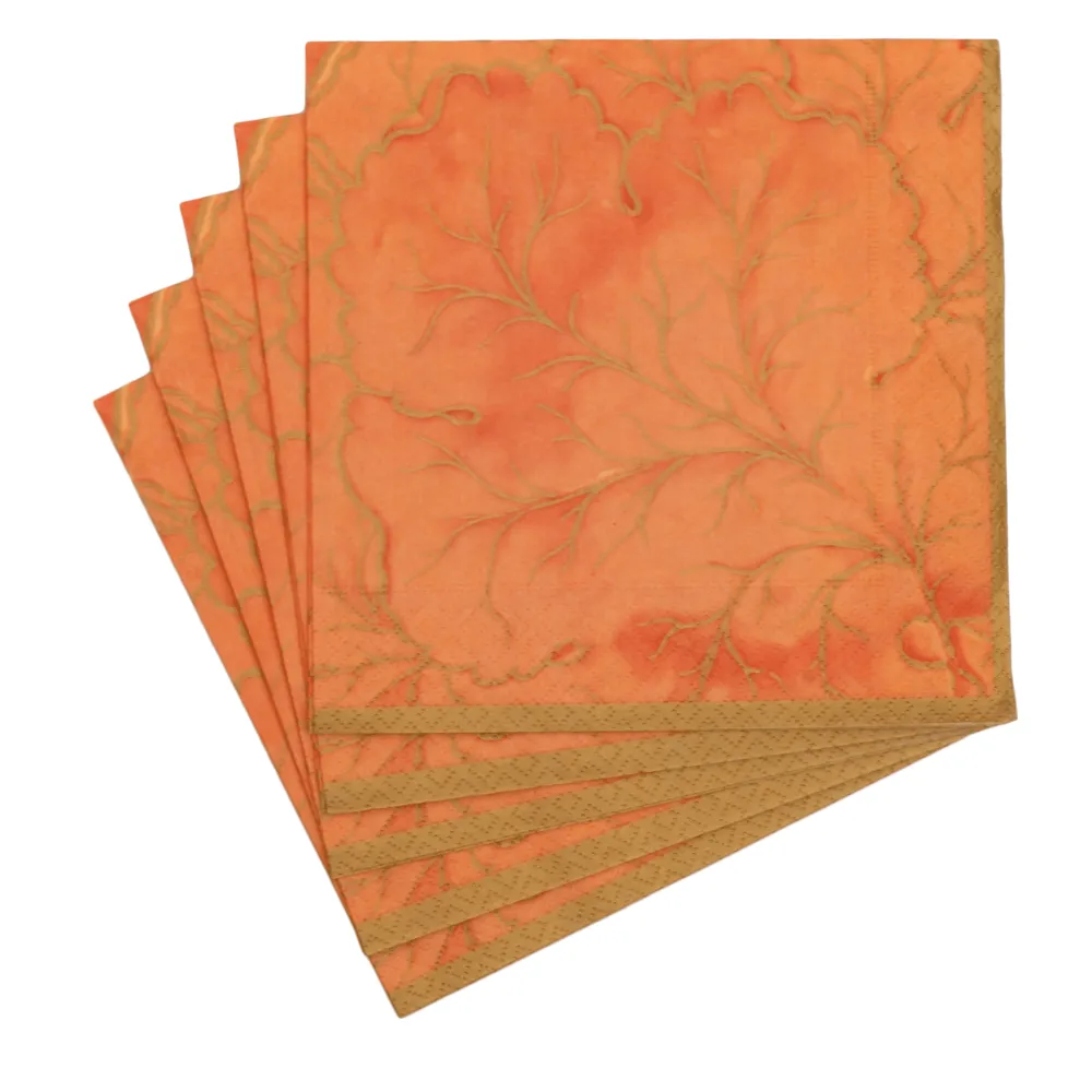 Caspari Paper Luncheon Napkins|Gilded Majolica Coral Luncheon Napkins - includes 20 Luncheon Napkins
