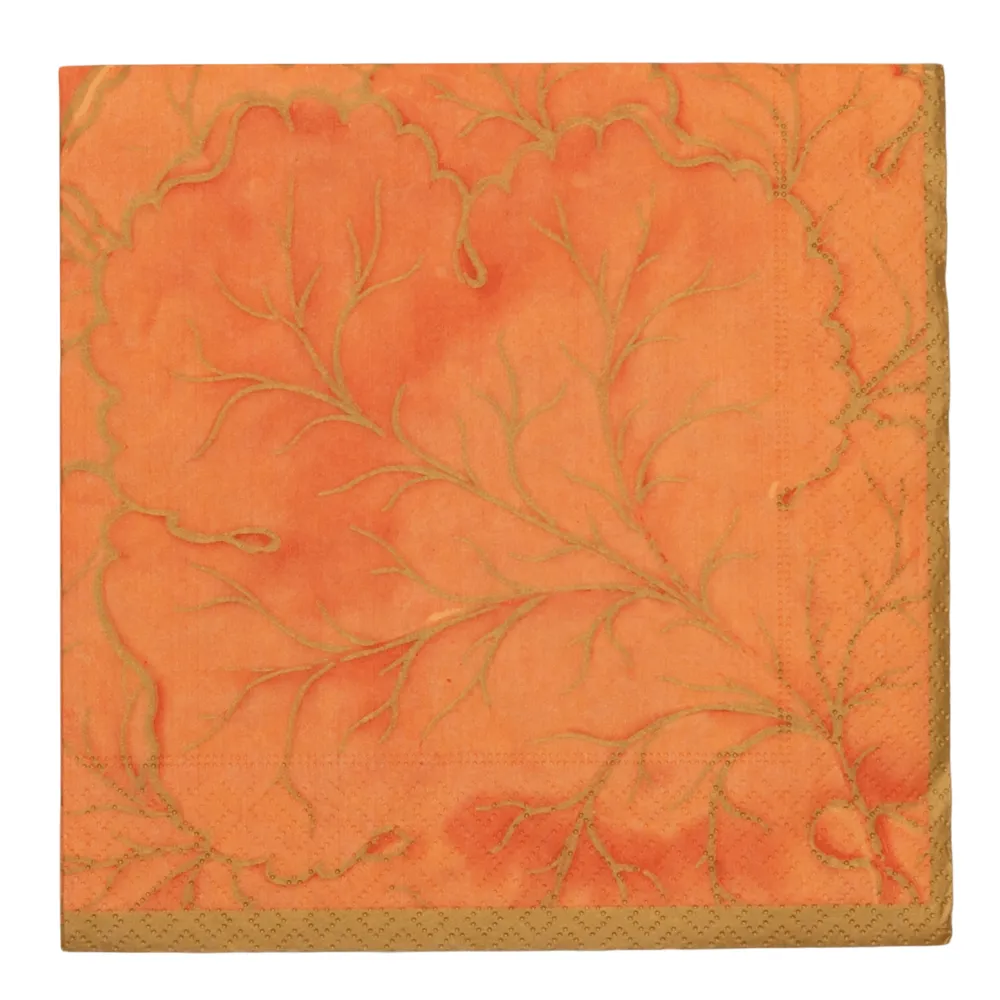 Caspari Paper Luncheon Napkins|Gilded Majolica Coral Luncheon Napkins - includes 20 Luncheon Napkins