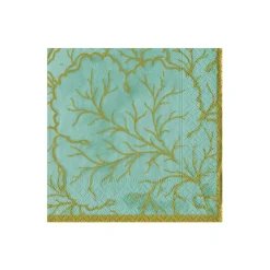 Caspari Boxed Cocktail Napkins|Gilded Majolica Saltwater Boxed Cocktail Napkins - includes 12 Boxed Cocktail Napkins