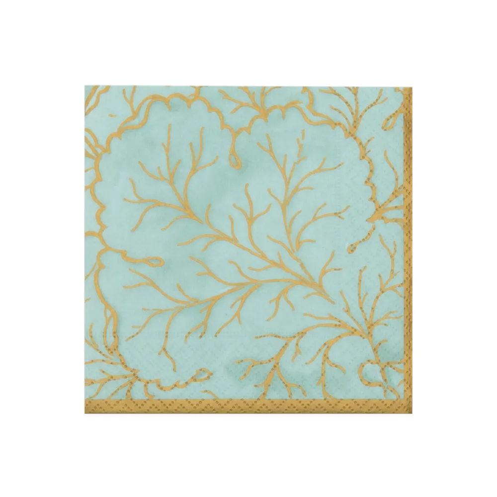 Caspari Paper Cocktail Napkins|Gilded Majolica Saltwater Cocktail Napkins - includes 20 Cocktail Napkins