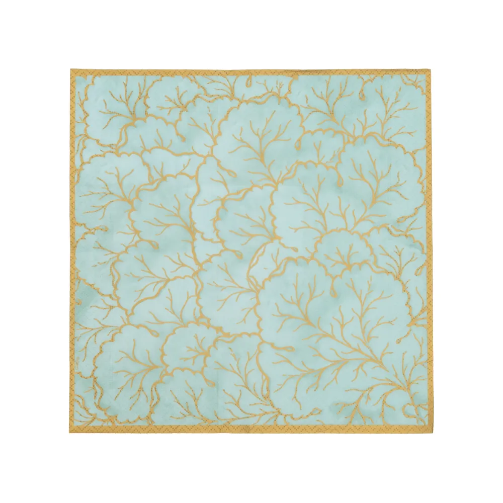 Caspari Paper Cocktail Napkins|Gilded Majolica Saltwater Cocktail Napkins - includes 20 Cocktail Napkins