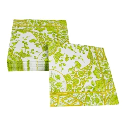 Caspari Paper Cocktail Napkins|Gilded Porcelain Chartreuse Cocktail Napkins - 20 Per Package