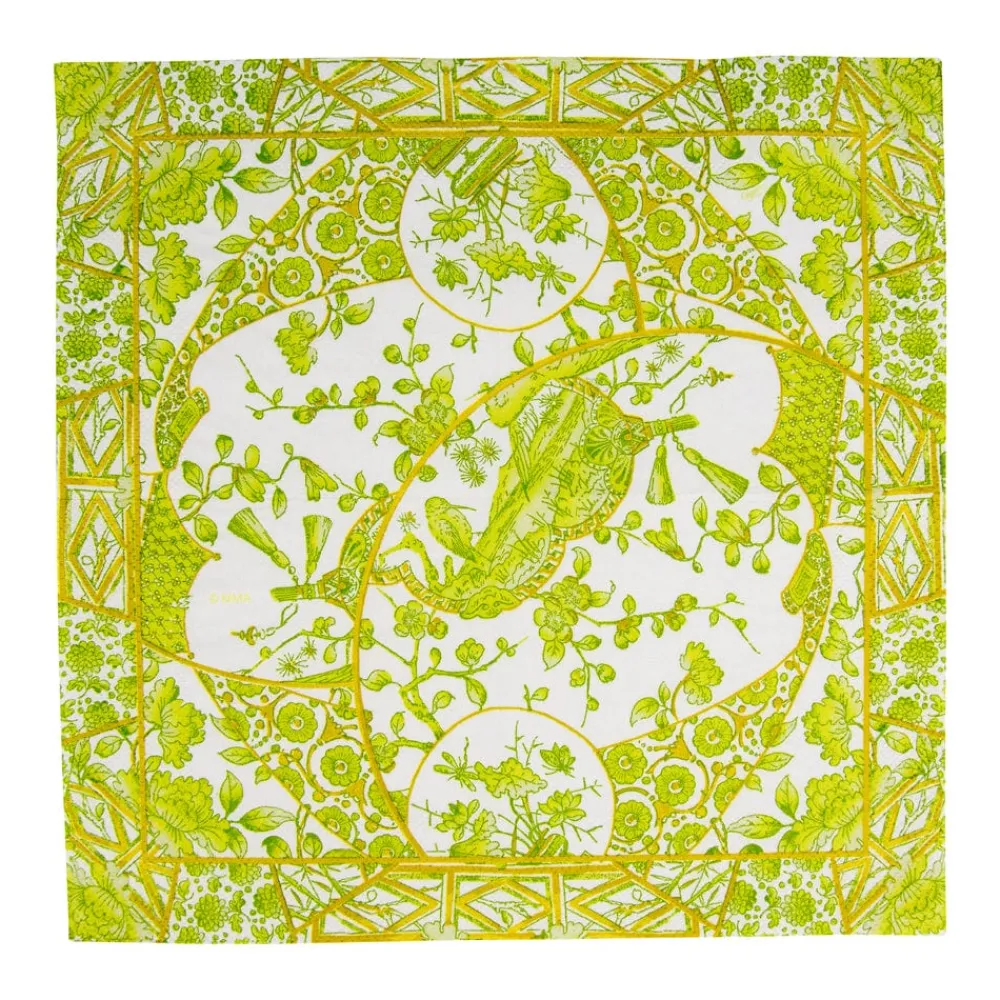 Caspari Paper Cocktail Napkins|Gilded Porcelain Chartreuse Cocktail Napkins - 20 Per Package